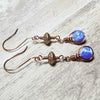 Blue Agate Earrings, Copper Wire Jewelry - Arkayscreations