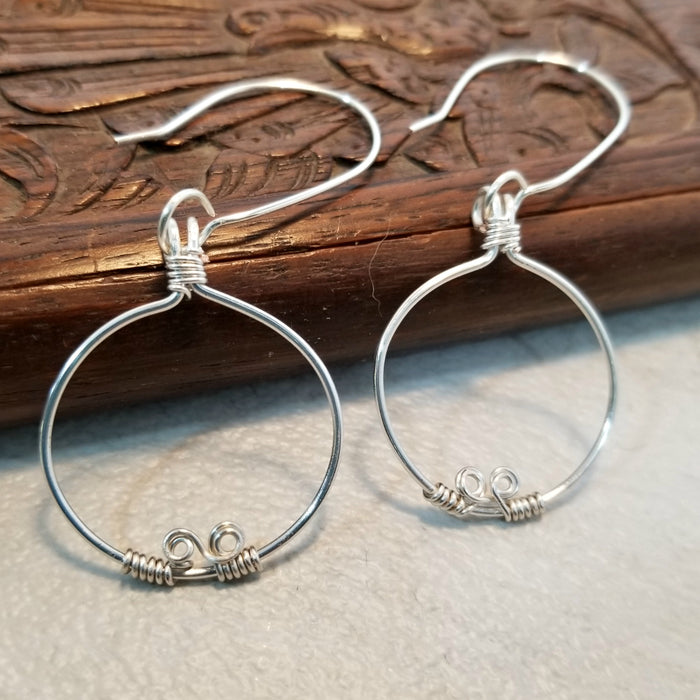 Circle Earrings, Simple Hoop Earrings, Artisan Jewelry - Arkayscreations