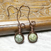 Rhyolite Wire Wrapped Earrings, Herringbone Jewelry - Arkayscreations