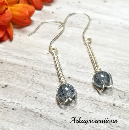 Silver Wire Wrapped Flower Earrings, Minimalist Inspired Earrings - Arkayscreations