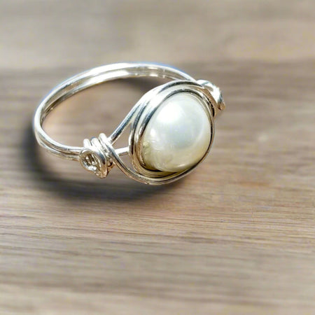 Sterling Silver White Pearl Ring, Gift Idea ~ Arkayscreations