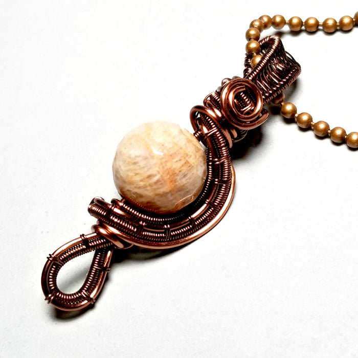 Sunstone Pendant Necklace, Wire Weave Jewelry - Arkayscreations