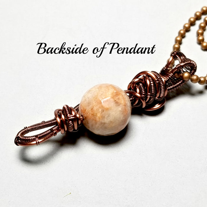 Sunstone Pendant Necklace, Wire Weave Jewelry - Arkayscreations