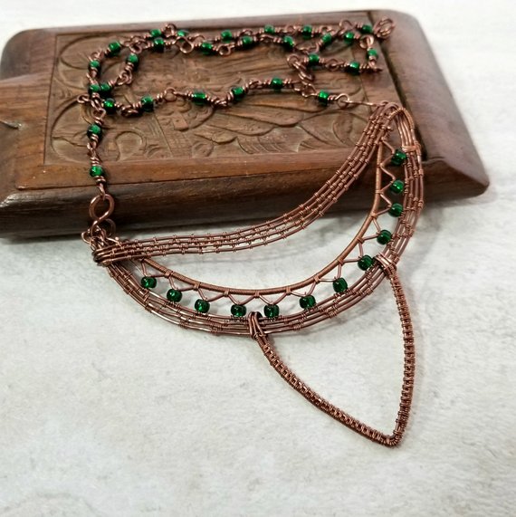 Unusual Necklace, Wire Wrapped Jewelry for Women - Arkayscreations