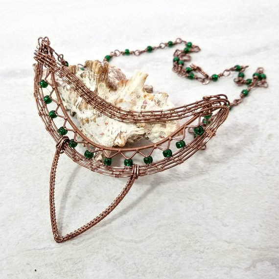 Unusual Necklace, Wire Wrapped Jewelry for Women - Arkayscreations