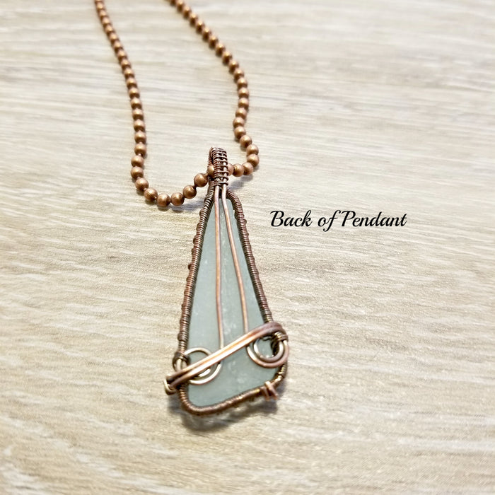 Wire Weave Glass Pendant, Sea Glass Jewelry, Beach Glass Necklace - Arkayscreations