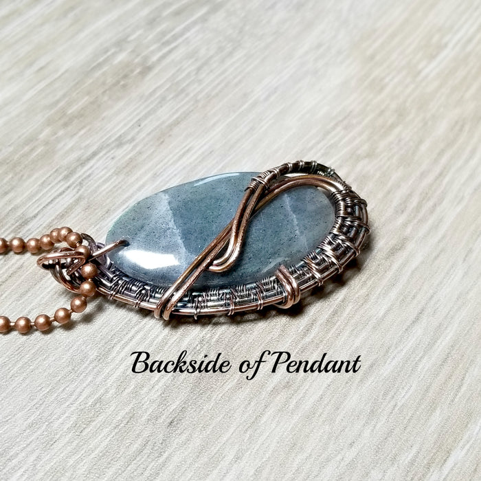Wire Weave Labradorite Gemstone Necklace, Solid Copper Jewelry - Arkayscreations