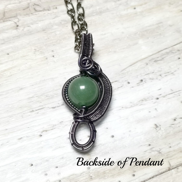 Wire Wrapped Aventurine Pendant, Wire Weave Jewelry - Arkayscreations