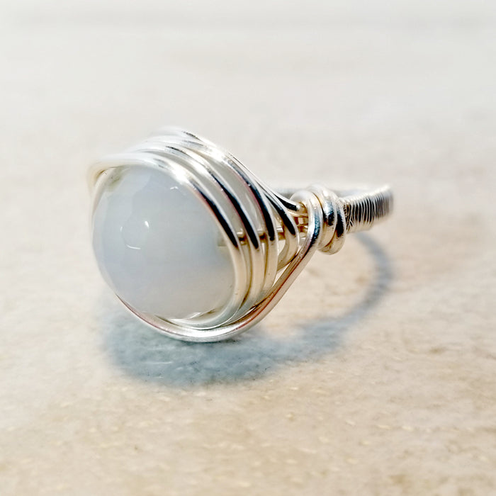 Silver Wire Ring, Gemstone Ring, Wire Wrapped Ring - Arkayscreations