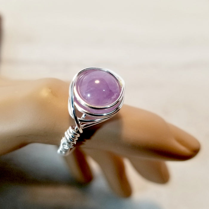 Wire Wrap Ring, Amethyst Purple Gemstone Ring, Silver Wire Ring - Arkayscreations