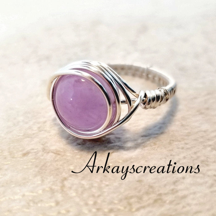 Wire Wrap Ring, Amethyst Purple Gemstone Ring, Silver Wire Ring - Arkayscreations