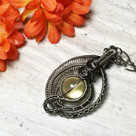 Wire Weave Smokey Quartz Necklace ~ Arkayscreations