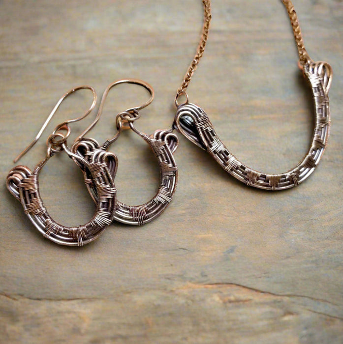 Wire Weave Sunburst Necklace Earring Set ~ Arkayscreations